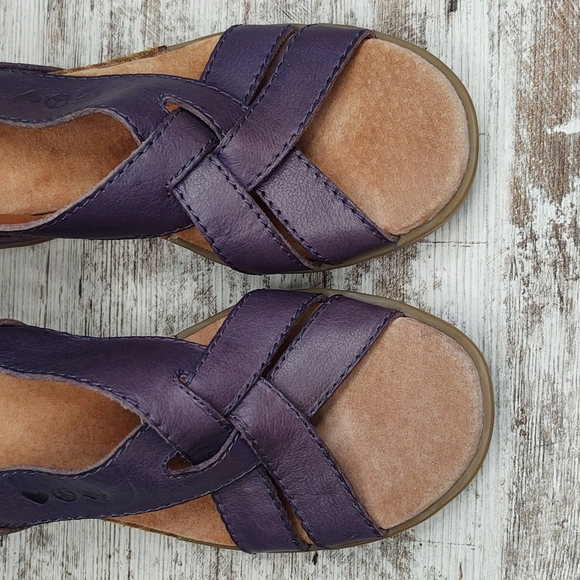 🟥NWOT Lucky Brand Bree Purple Leather Strappy Platform Wedge Sandal - Picture 6 of 16